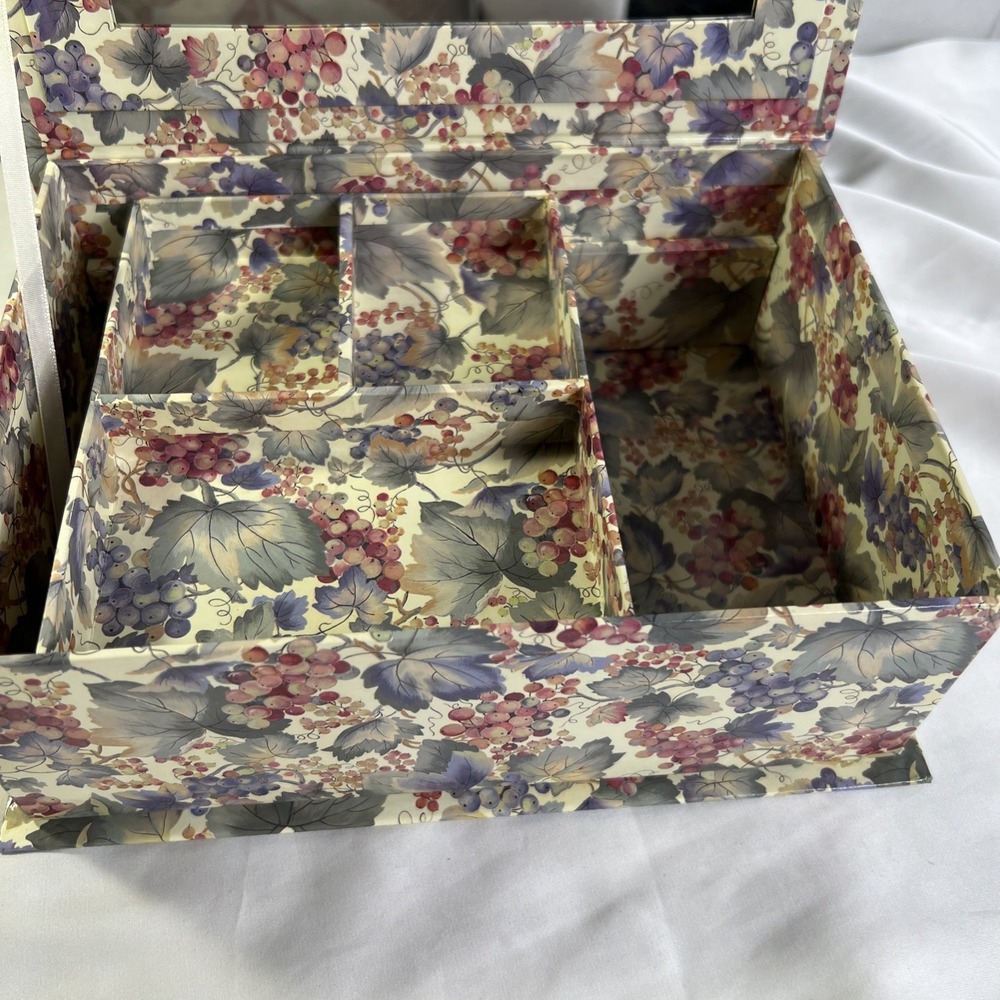 Vintage Kmart Ladies Fashion Jewelry Box Removable‎ Tray Red Grape Design - Picture 4 of 7